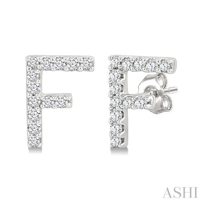 Block 'F' Initial Diamond Earrings