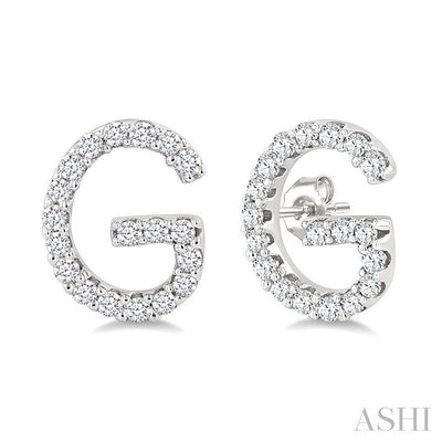 Block 'G' Initial Diamond Earrings