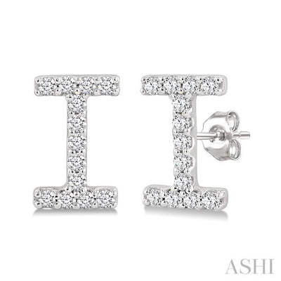Block 'I' Initial Diamond Earrings