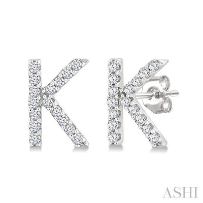 Block 'K' Initial Diamond Earrings