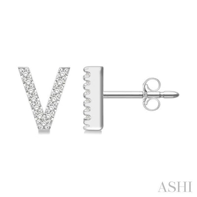 Block 'V' Initial Diamond Earrings