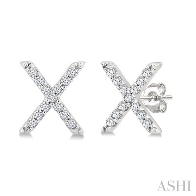 Block 'X' Initial Diamond Earrings