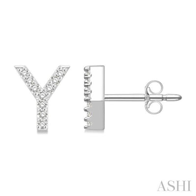 Block 'Y' Initial Diamond Earrings