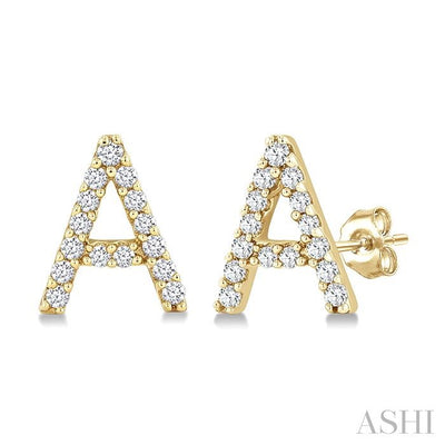 Block 'A' Initial Diamond Earrings
