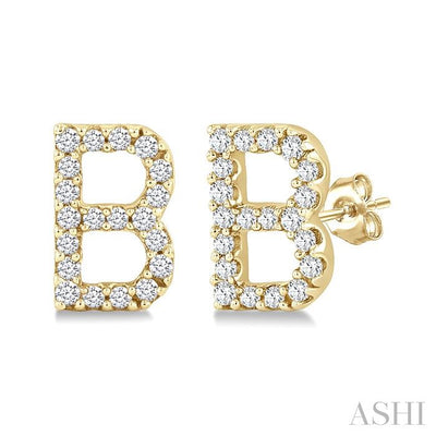 Block 'B' Initial Diamond Earrings
