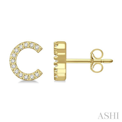 Block 'C' Initial Diamond Earrings