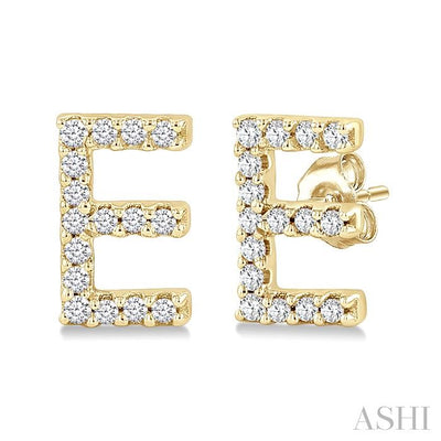 Block 'E' Initial Diamond Earrings
