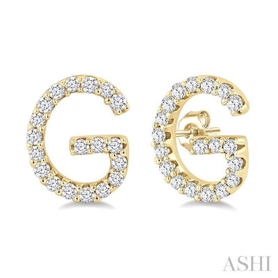 Block 'G' Initial Diamond Earrings