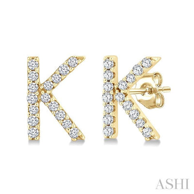 Block 'K' Initial Diamond Earrings