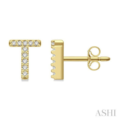 Block 'T' Initial Diamond Earrings