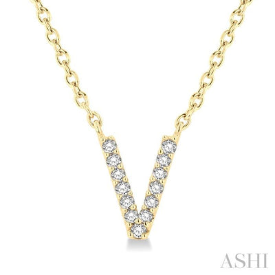 Block 'V' Initial Diamond Pendant