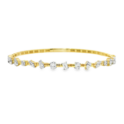 Mixed Shape Diamond Bangle Bracelet