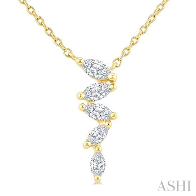 Marquise Shape Zig-Zag Diamond Fashion Pendant