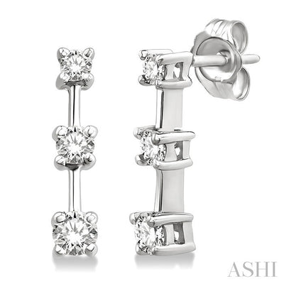 Round Shape Past Present & Future Diamond Earrings