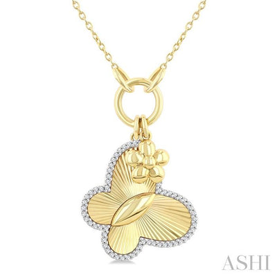 Butterfly Charm Fluted Diamond Fashion Pendant