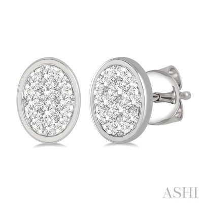 Oval Shape Bezel Set Lovebright Essential Diamond Stud Earrings