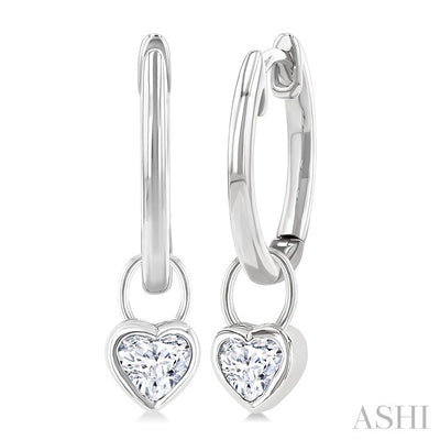 Heart Shape Bezel Set Diamond Huggie Fashion Earrings