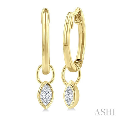 Marquise Shape Bezel Set Diamond Huggie Fashion Earrings