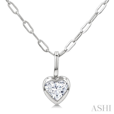 Heart Shape Bezel Set Paperclip Diamond Fashion Pendant