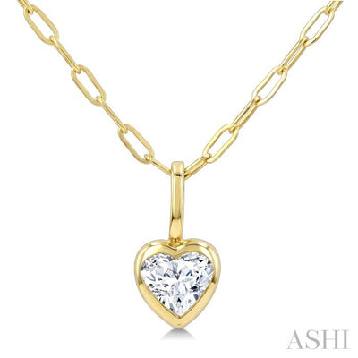 Heart Shape Bezel Set Paperclip Diamond Fashion Pendant