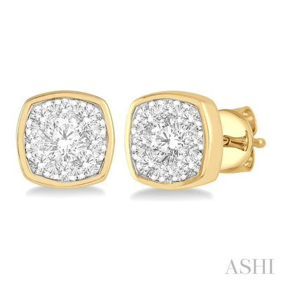 Cushion Shape Bezel Set Lovebright Essential Diamond Stud Earrings