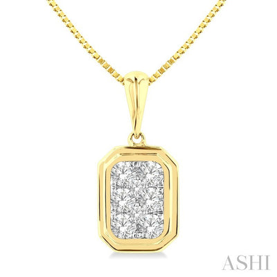 Emerald Shape Bezel Set Lovebright Diamond Fashion Pendant