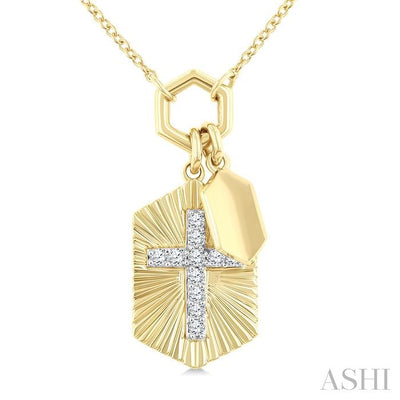 Cross Charm Fluted Diamond Fashion Pendant