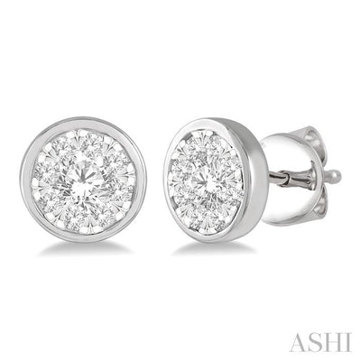 Round Shape Bezel Set Lovebright Essential Diamond Stud Earrings