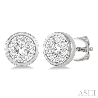 Round Shape Bezel Set Lovebright Essential Diamond Stud Earrings