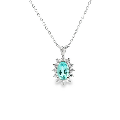 IGI Certified Paraiba Tourmaline & Diamond Halo Pendant
