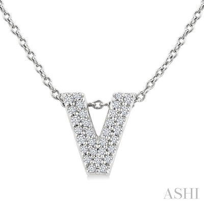Bubble 'V' Initial Diamond Pendant
