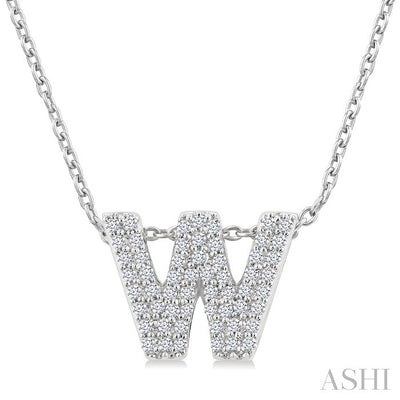 Bubble 'W' Initial Diamond Pendant