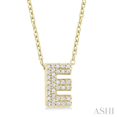 Bubble 'E' Initial Diamond Pendant