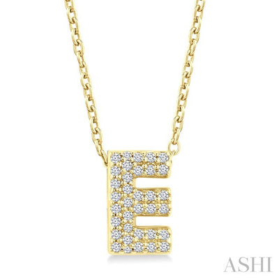 Bubble 'E' Initial Diamond Pendant