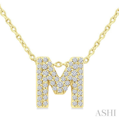 Bubble 'M' Initial Diamond Pendant