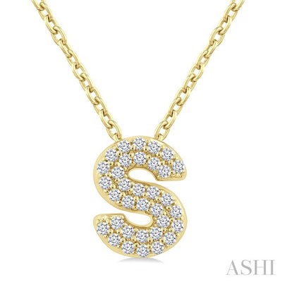 Bubble 'S' Initial Diamond Pendant