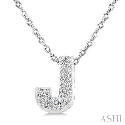 Bubble 'J' Initial Diamond Pendant