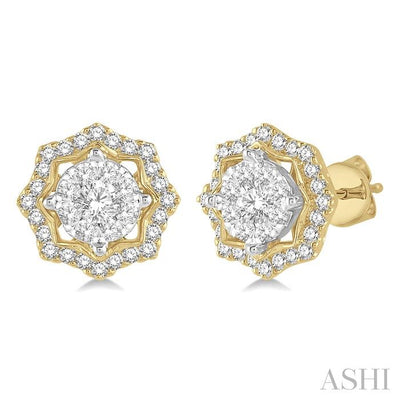 Round Shape Halo Lovebright Diamond Fashion Earrings