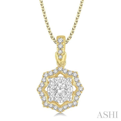 Round Shape Halo Lovebright Diamond Fashion Pendant