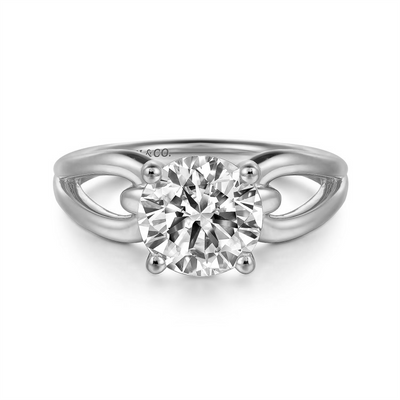 Round Diamond Split Shank Solitaire Engagement Ring
