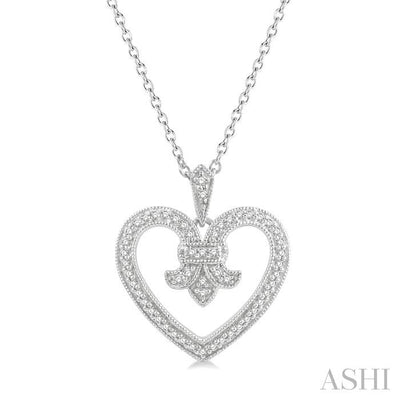 Heart Shape Fleur De Lis Diamond Fashion Pendant