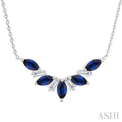 Marquise Shape Gemstone & Diamond Necklace