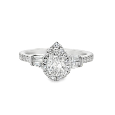 Pear Diamond Halo Engagement Ring