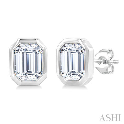 Pie Cut Emerald Diamond Earrings