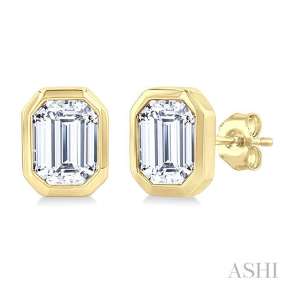 Pie Cut Emerald Diamond Earrings