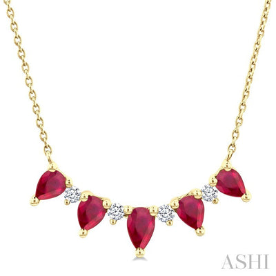 Pear Shape Gemstone & Diamond Necklace