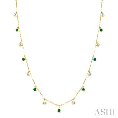 Gemstone & Diamond Station Necklace