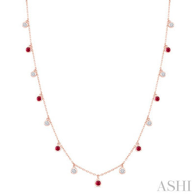 Gemstone & Diamond Station Necklace