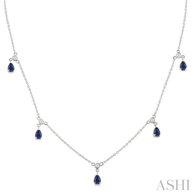 Pear Shape Diamond Dangle Station Necklace