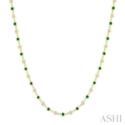 Bezel Alternate Gemstone & Diamond Necklace
